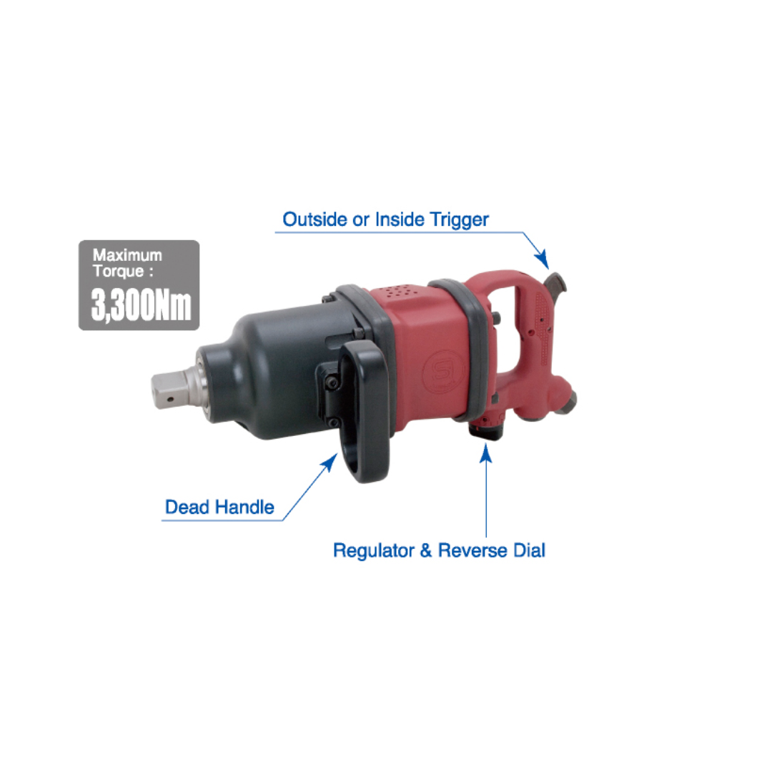 1" Inline D-Handle Heavy Duty Impact wrench, Inside Trigger model Description