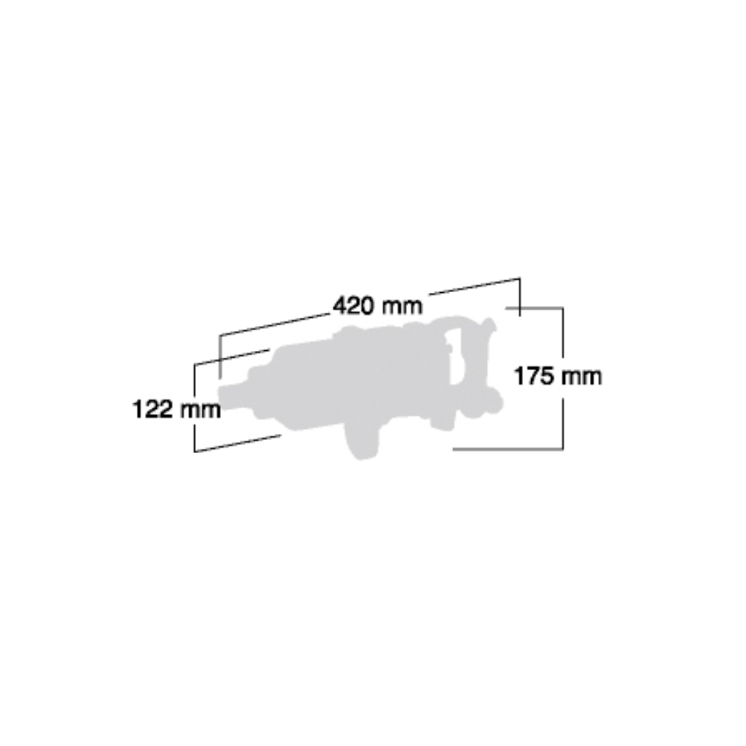 1" Inline D-Handle Heavy Duty Impact wrench, Inside Trigger model Dimensions