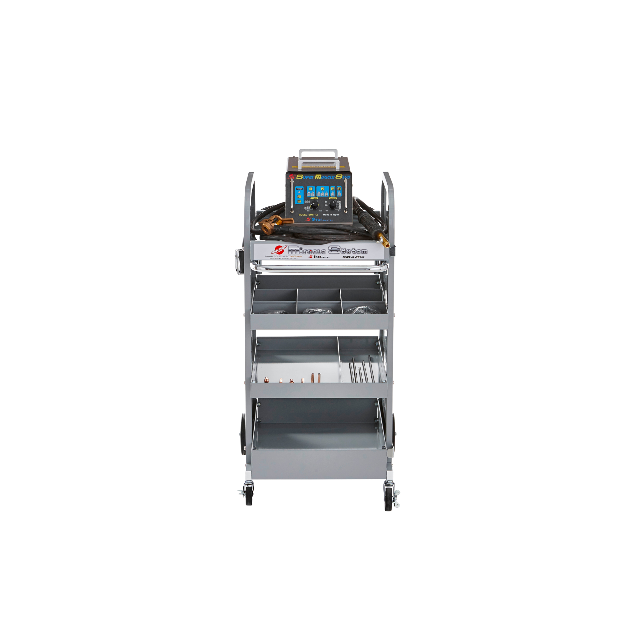 Miracle System Steel Dent Pulling Welder and Tools on Trolley